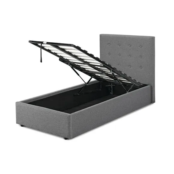 Ottoman Bed with Storage - Grey, Fabric