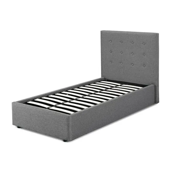 Ottoman Bed with Storage - Grey, Fabric