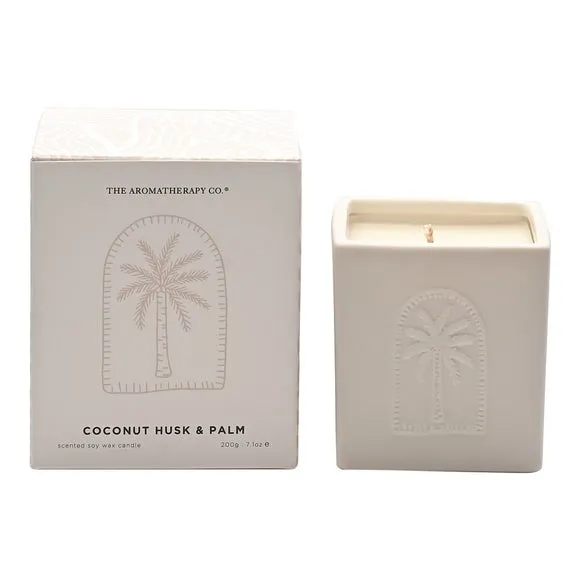 Square Ceramic Candle - White, Soy Wax