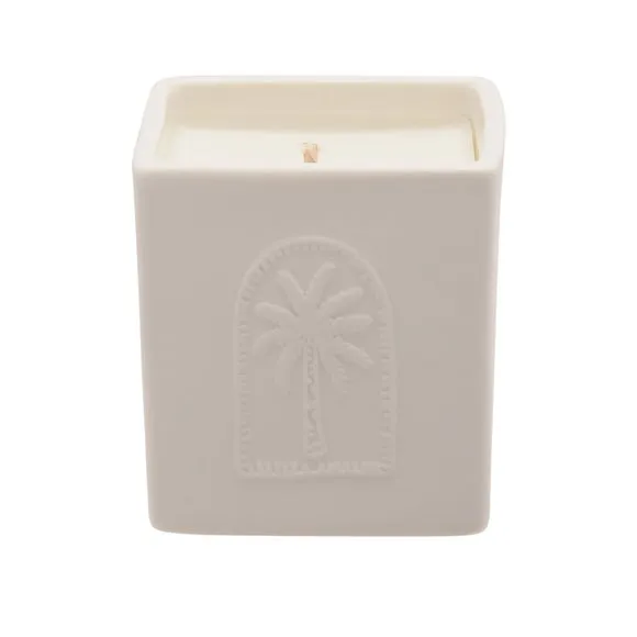 Square Ceramic Candle - White, Soy Wax