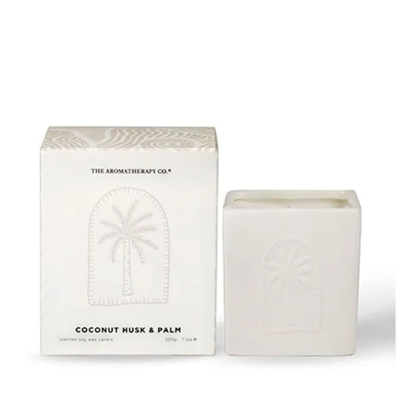Square Ceramic Candle - White, Soy Wax