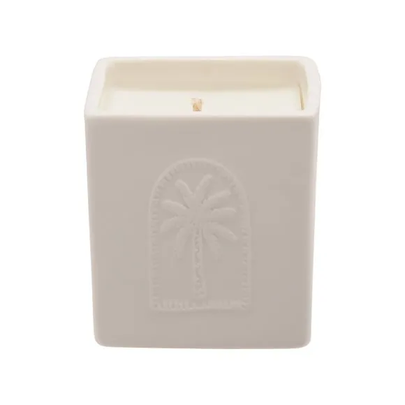 Square Ceramic Candle - White, Soy Wax