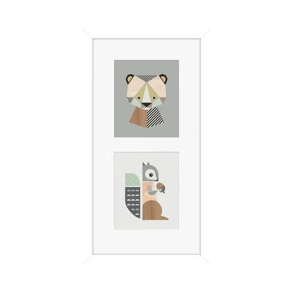 Bear & Squirrel Framed Print - Multicolor