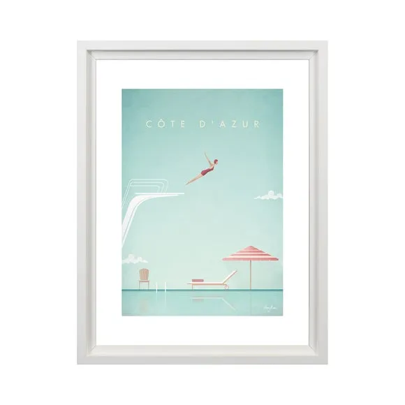 Cote D'Azur Framed Print - Blue