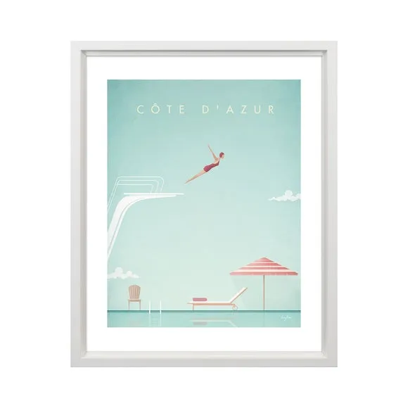 Cote D'Azur Framed Print - Blue