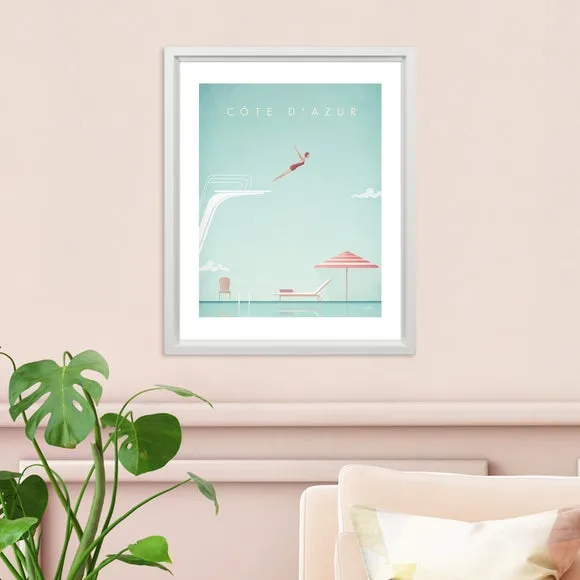 Cote D'Azur Framed Print - Blue