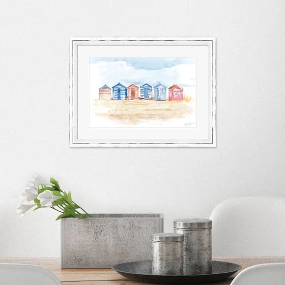 Framed Print Beach Huts - Multicolor image