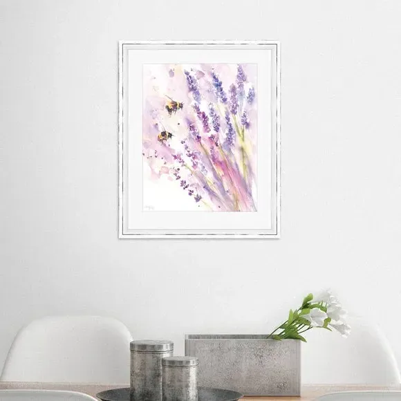 Framed Print Bees & Lavender - Purple image