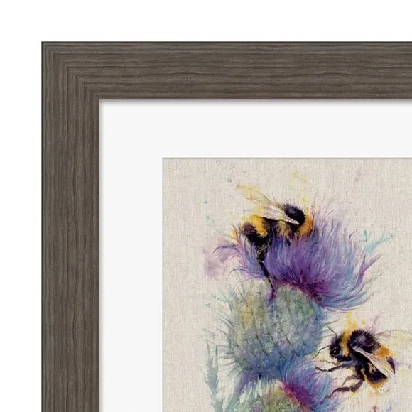 Framed Print Bees On Thistle - Multicolor