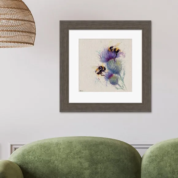 Framed Print Bees On Thistle - Multicolor image