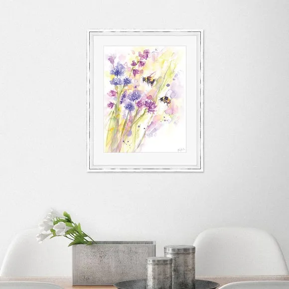 Framed Print Bees & Wildflowers - Purple image