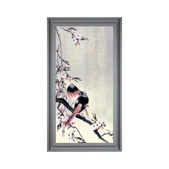 Framed Print Bird on Branch - Cream