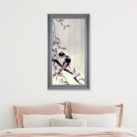 Framed Print Bird on Branch - Cream