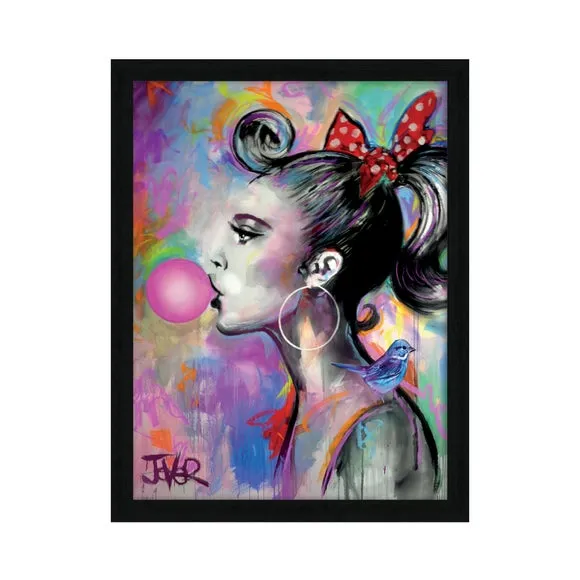 Framed Print Bubble Girl I - Multicolor