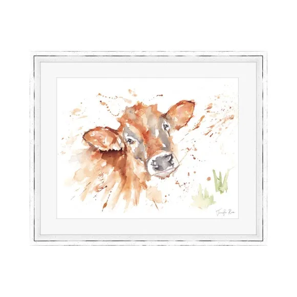 Framed Print Calf Cuteness - Brown
