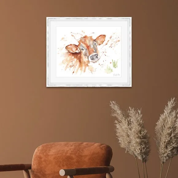 Framed Print Calf Cuteness - Brown image