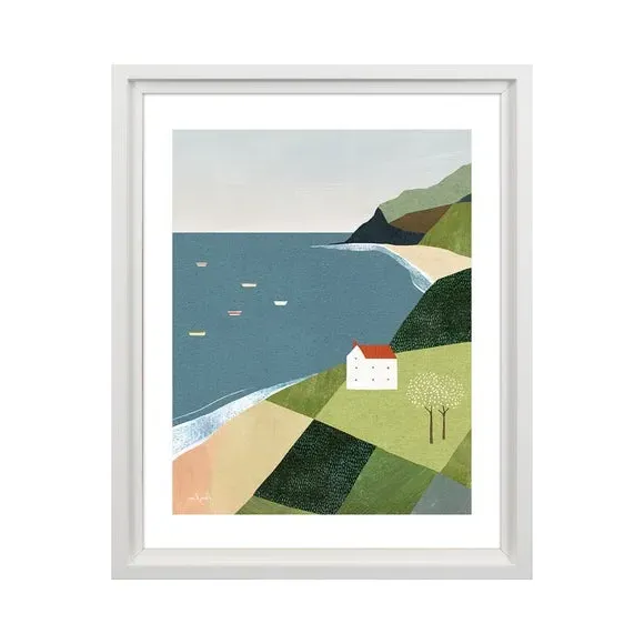Framed Print House On Cliff - Multicolor