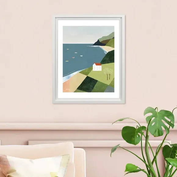 Framed Print House On Cliff - Multicolor image
