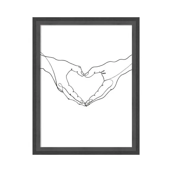 Framed Print Love Design - Black, White
