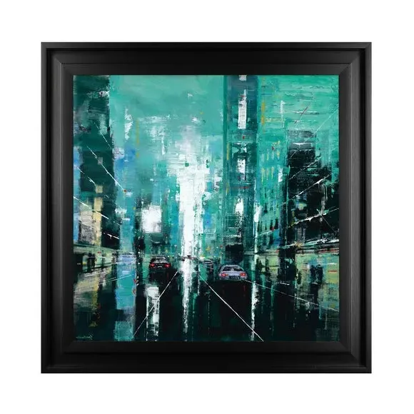Framed Print Manhattan Cityscape - Blue
