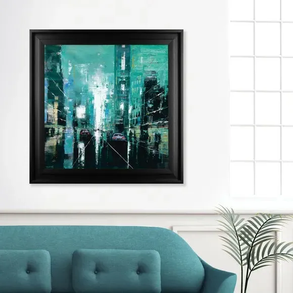 Framed Print Manhattan Cityscape - Blue image