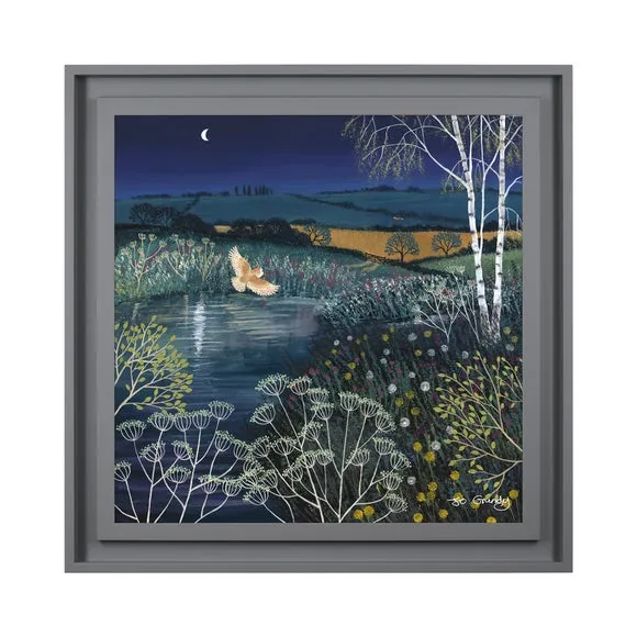 Framed Print Over Moonlit Pool - Blue