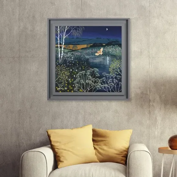 Framed Print Over Moonlit Pool - Blue image