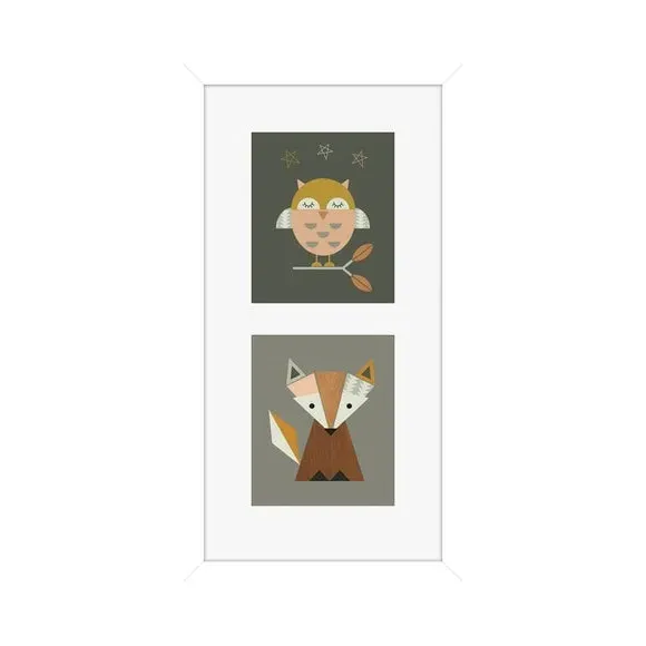 Framed Print Owl & Fox - Multicolor