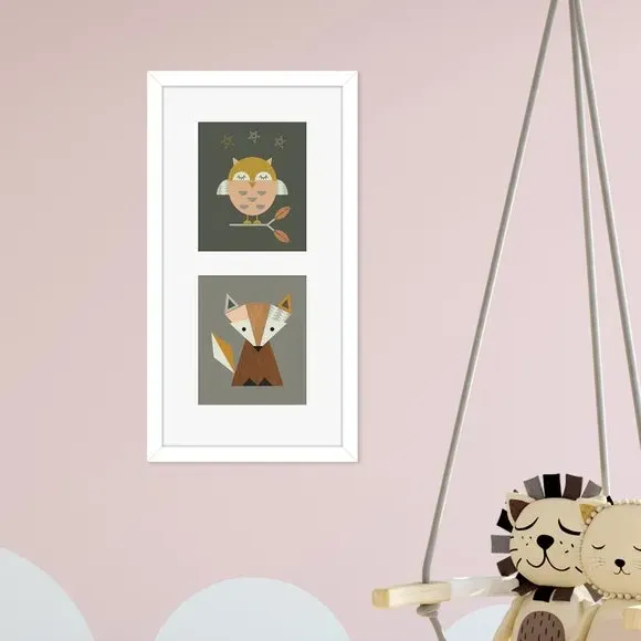 Framed Print Owl & Fox - Multicolor image