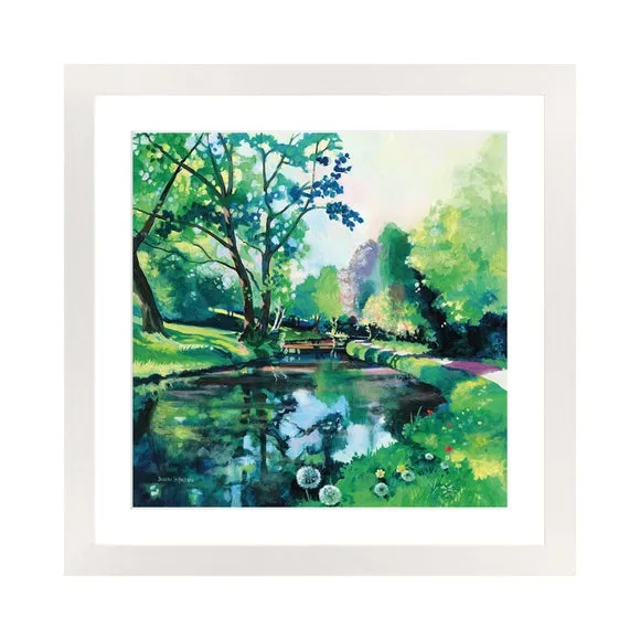 Framed Print Riverbank Reflections - Multicolor