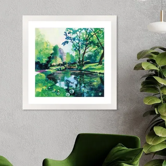Framed Print Riverbank Reflections - Multicolor image