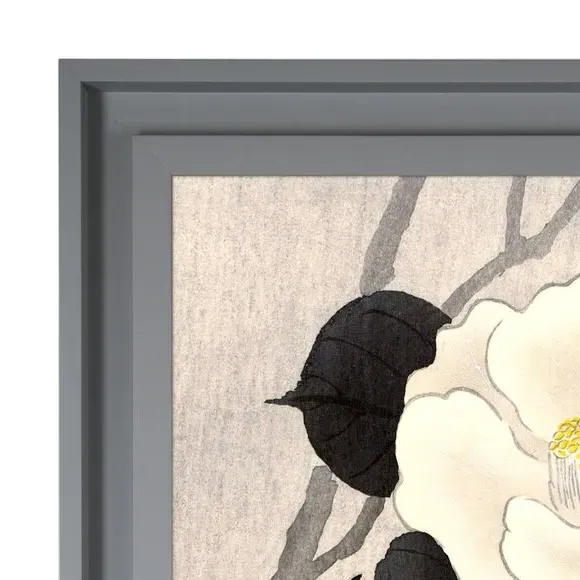 Framed Print Songbird Flowering Camellia - Multi