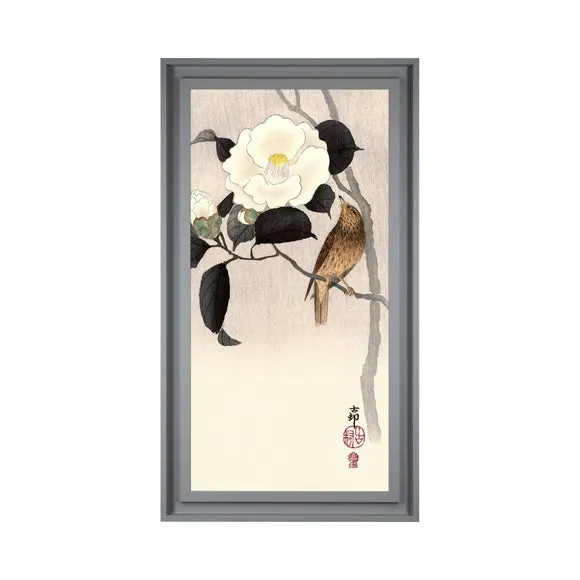 Framed Print Songbird Flowering Camellia - Multi image