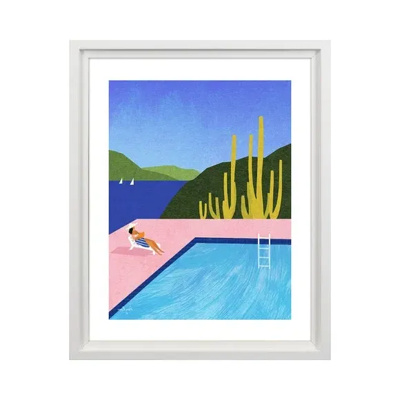 Framed Print Swimming Pool Art - Multicolor