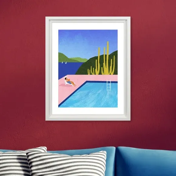 Framed Print Swimming Pool Art - Multicolor image