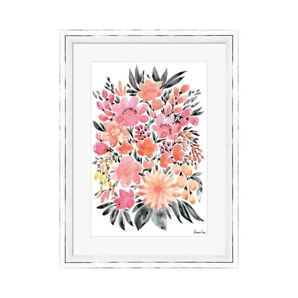 Framed Print Watercolour Bouquet - Multicolor