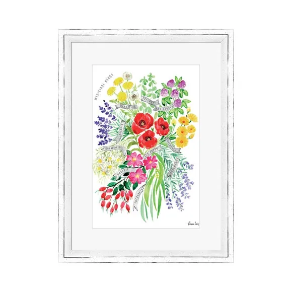 Framed Print Watercolour Bouquet - Multicolor