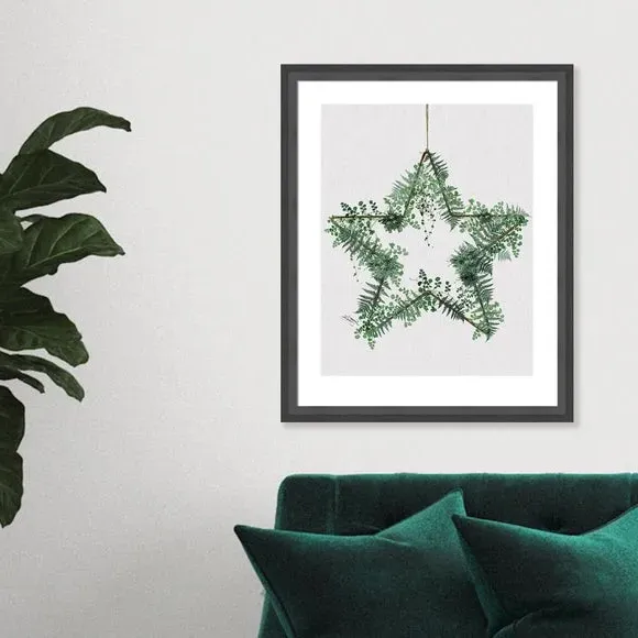 Framed Print with Botanical Design - Green