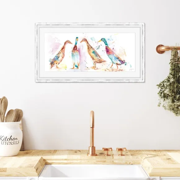 Framed Print with Ducks - Multicolor