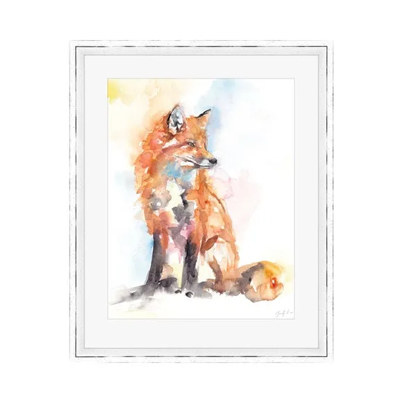 Framed Print with Fox Design - Multicolor
