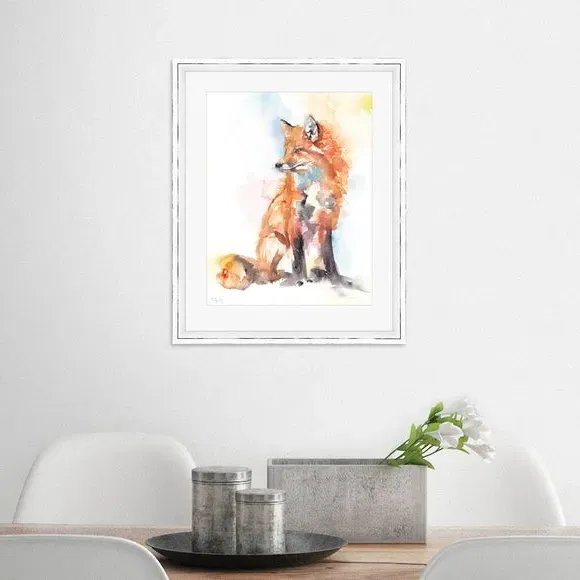Framed Print with Fox Design - Multicolor