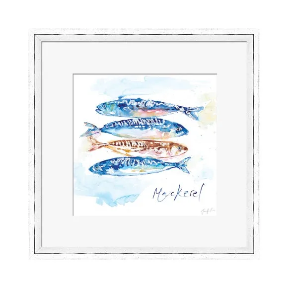 Framed Print with Mackerel Design - Blue