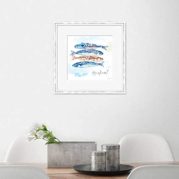 Framed Print with Mackerel Design - Blue image