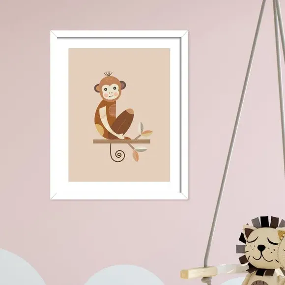 Framed Print with Monkey Design - Multicolor image