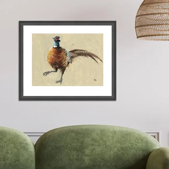 Framed Print with Pheasant Design - Multicolor