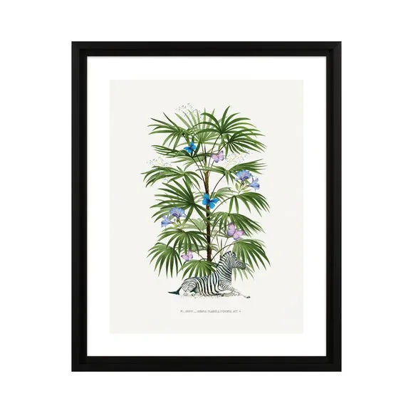 Framed Print Zebra Palm - Green