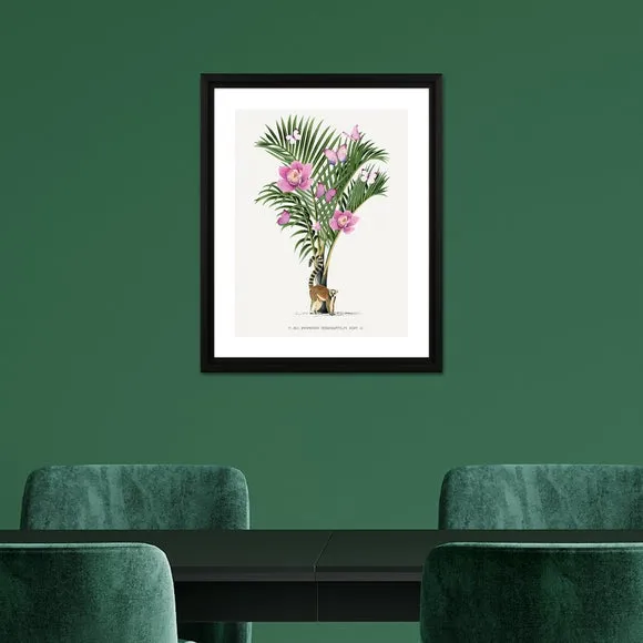 Framed Wall Print - Green, Palm Design