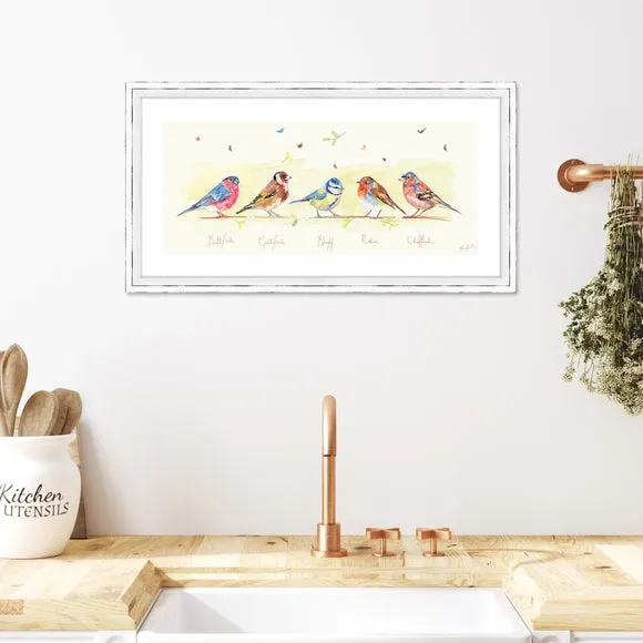 Garden Birds Framed Print - Multicolor