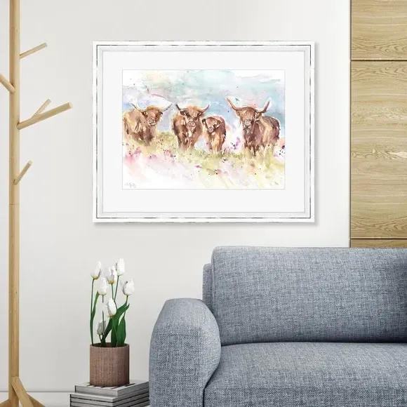 Highland Herd Framed Print - Brown image