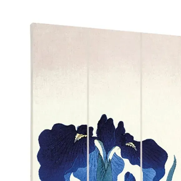 Iris Flowers Wall Art - Blue, Wood